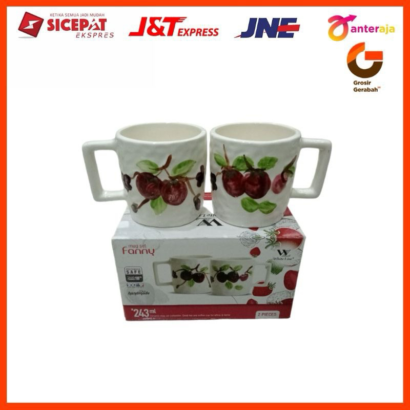 Mug / cangkir set keramik fanny 2pcs ( 243ml )