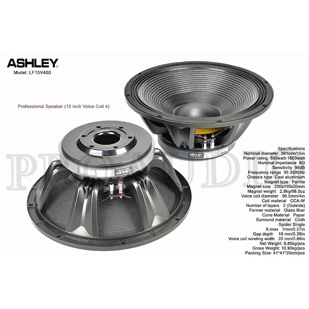 Speaker ASHLEY LF15V400 LF15 V400 LF 15V400 15 Inch 1800 WATT Coil 4 Inch Komponen Speaker 15 Inch Ashley Original