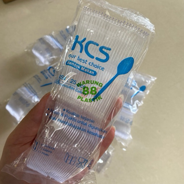 (25 PCS) SENDOK MAKAN PANJANG BENING | SENDOK MAKAN PLASTIK BENING | SENDOK MAKAN | SENDOK MAKAN PLA