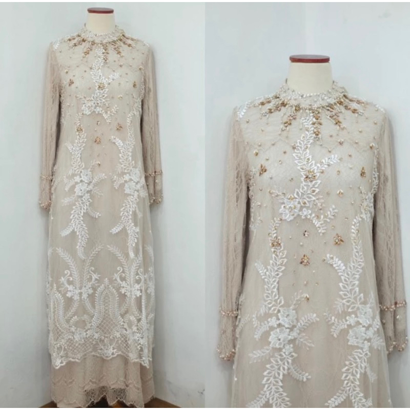 PRELOVED Jasmine dress - SIGNATURE BY SARAH - Leafy nude SIZE M