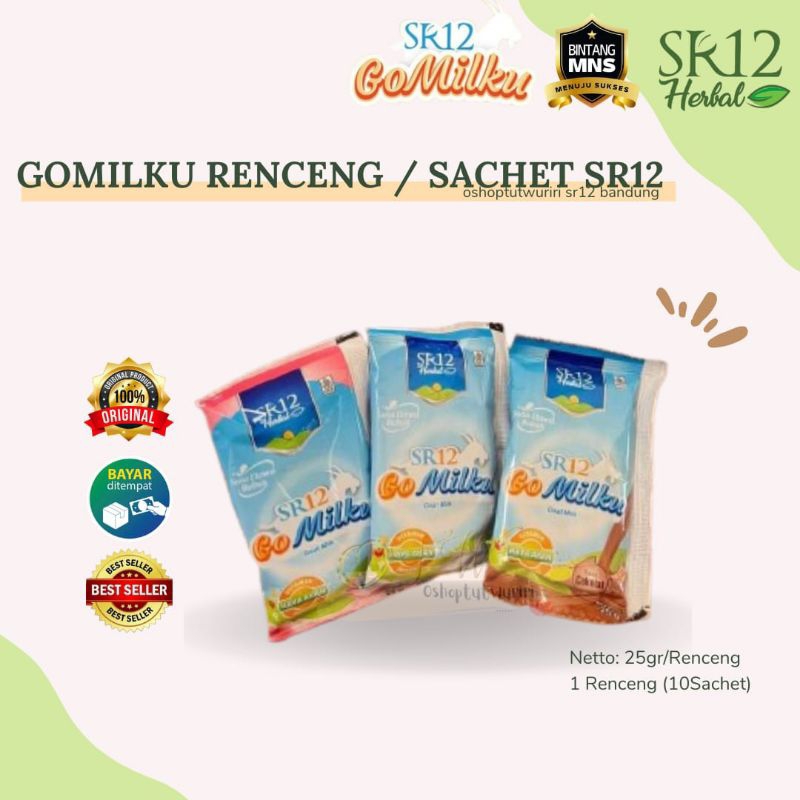 

GOMILKU SACHET SR12 - GOMILKU SR12 - Susu Kambing Etawa - Susu Rasa Coklat / Stroberi / Vanila - Susu Gomilku SR12 Ecer / Sachet / Renceng