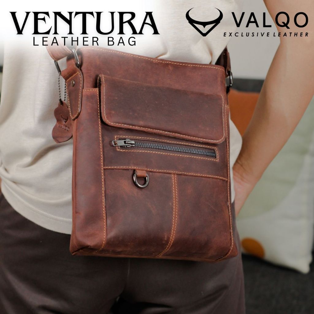 VALQO VENTURA Tas kulit sapi Selempang Slingbag Cowok Pria Laki-Laki