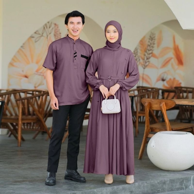 (NEW) Baju Gamis Dress Koko Kurta Couple Busui Koko Pasangan Lebaran Kondangan Nikahan Wanita Syari 