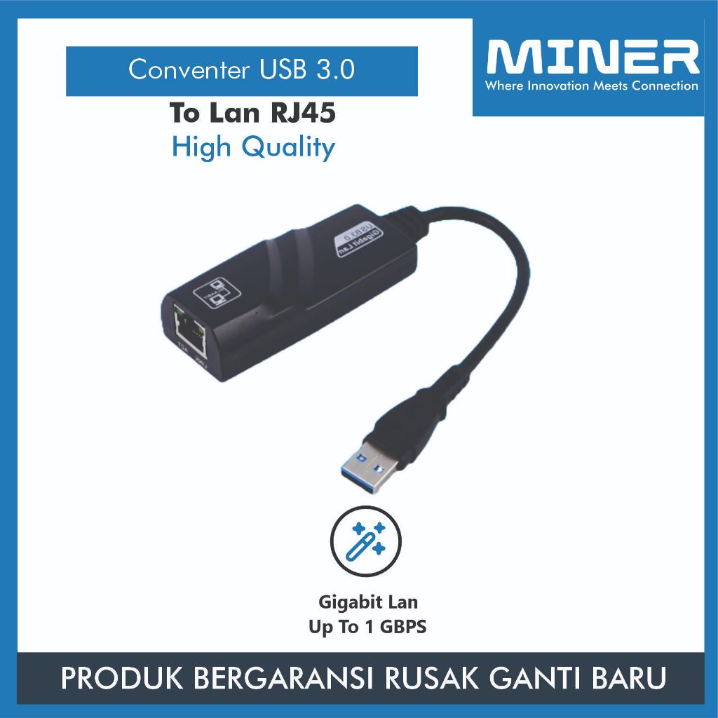 MINER Converter USB 3.0 To LAN Ethernet Realtek Gigabit Adapter Up To 1 Gbps