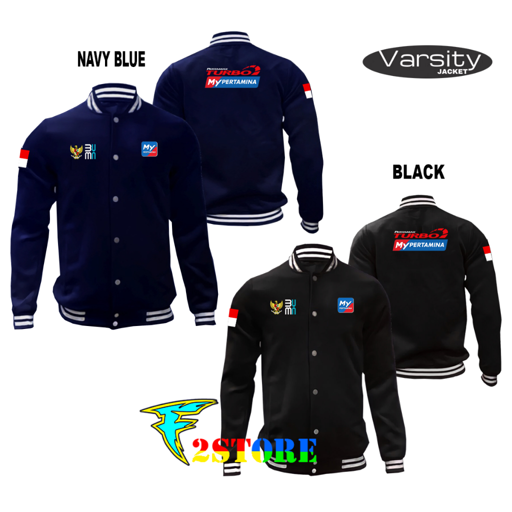 JAKET VARSITY myPERTAMINA LOGO DADA DAN PUNGGUNG PERTAMAX TURBO PERTAMINA 01 F2ASTORE