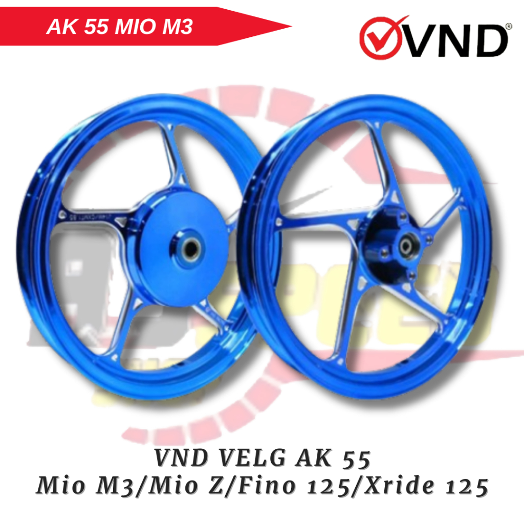 VND Racing Velg Enkei AK 55 Yamaha Mio M3 / Mio Z / Fino 125 / Xride 125 Ring 14 Ukuran 160x14 & 185