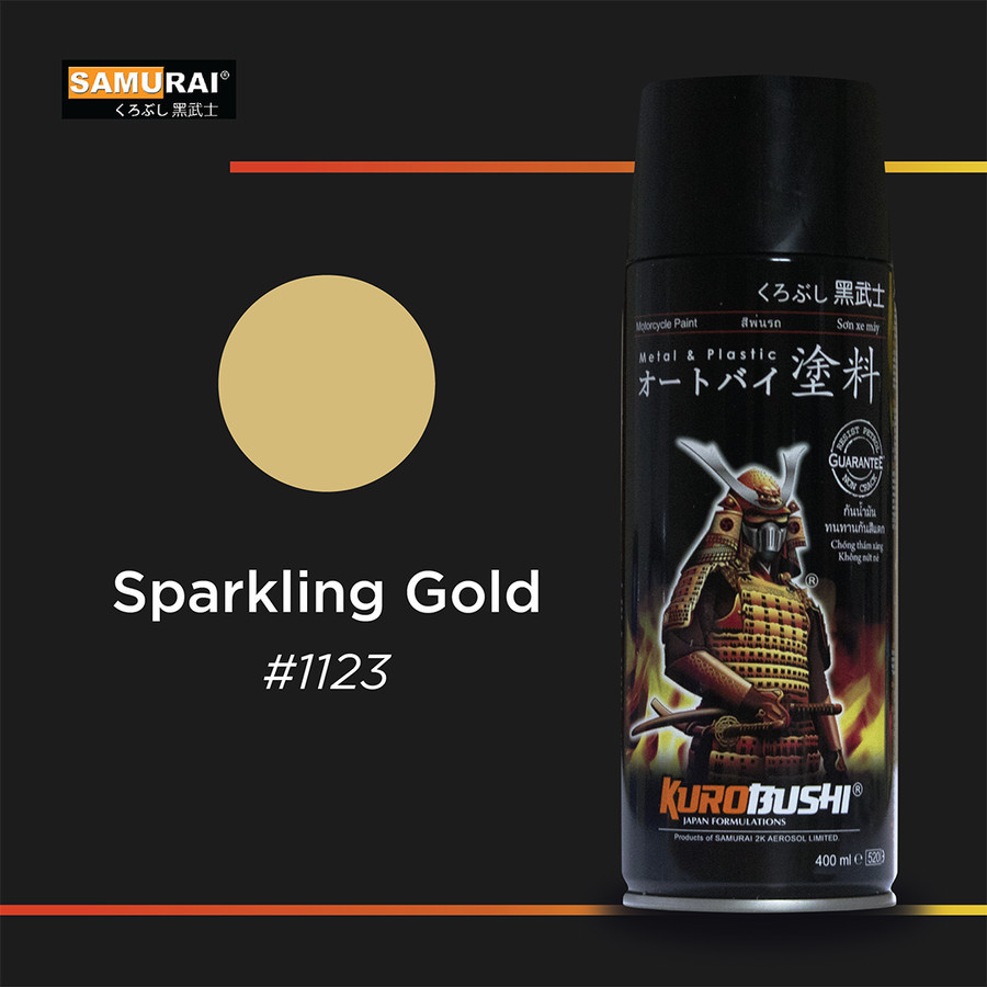 (Warna Metalik) 1123 Sparkling Gold - SAMURAI PAINT Cat semprot/Pilox