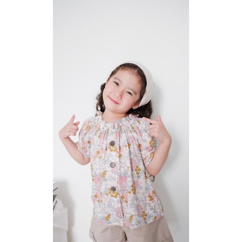 All Size 3-5 Tahun BLOUSE KATUN RAYON PREMIUM FLORA LENGAN PENDEK