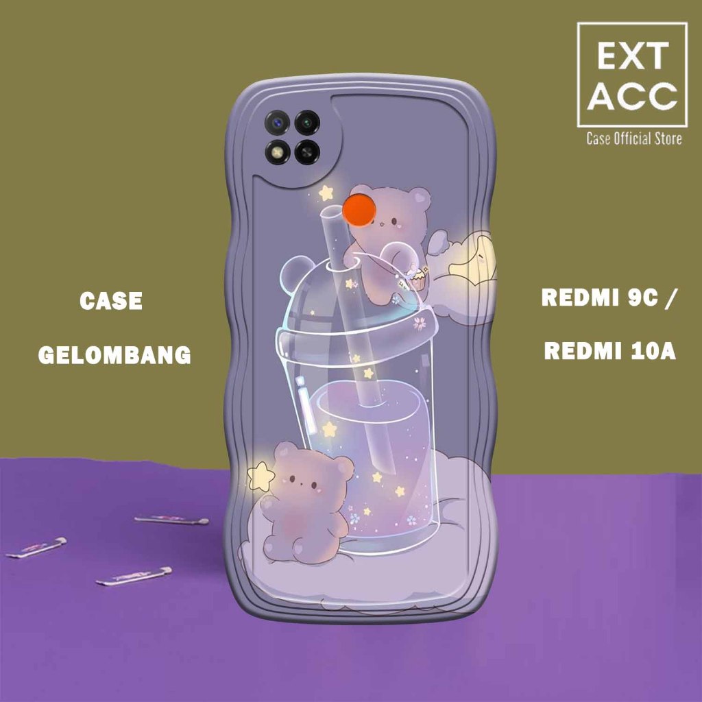 Soft Case GELOMBANG Hp Redmi 9C  -Redmi 10A - Case Pro Camera - Fashion Case Motif Bear - Casing & S