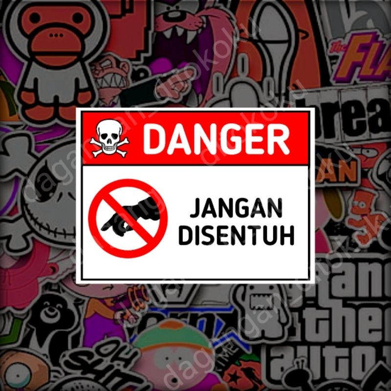 

sticker danger jangan disentuh 6x8cm dapat 3 pcs