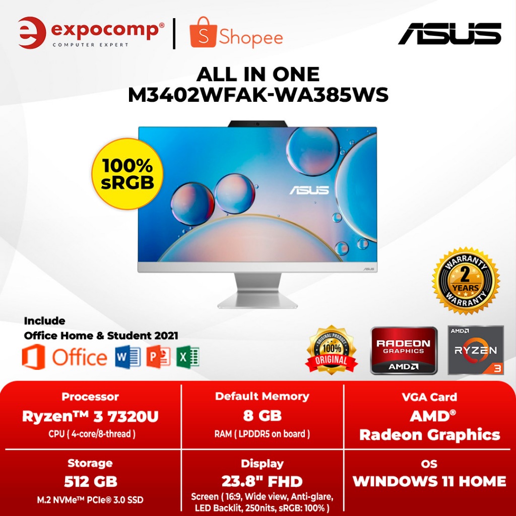 ASUS AIO ALL IN ONE M3402WFAK-WA385WS AMD RYZEN 3-7320U 8GB 512GB WIN