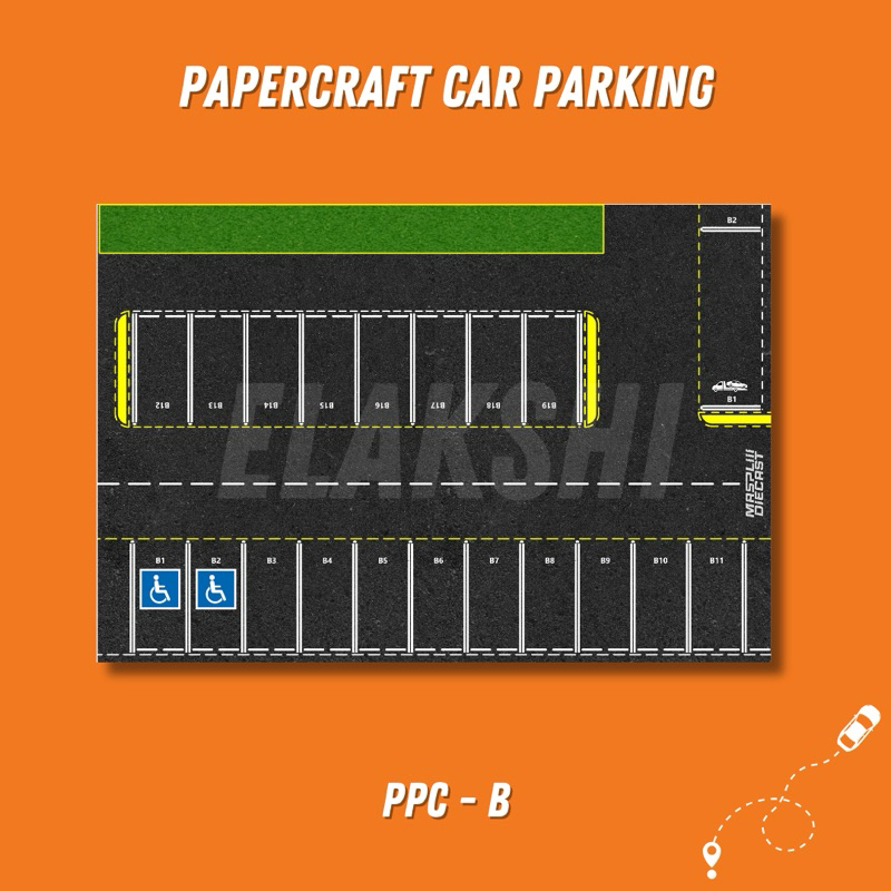 Diorama parkiran papercraft hot wheels 1:64 MODEL B