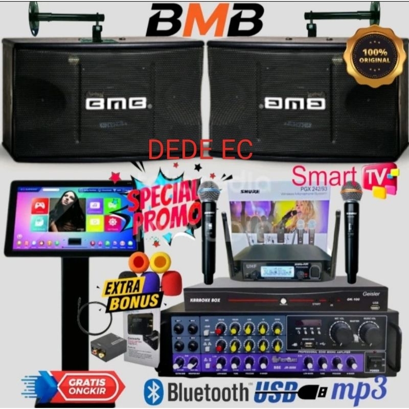 PAKET KARAOKE SPEAKER BMB 8 INCH+PLAYER KARAOKE+LAYAR TOUCHSCREEN GEISLER(ORIGINAL)