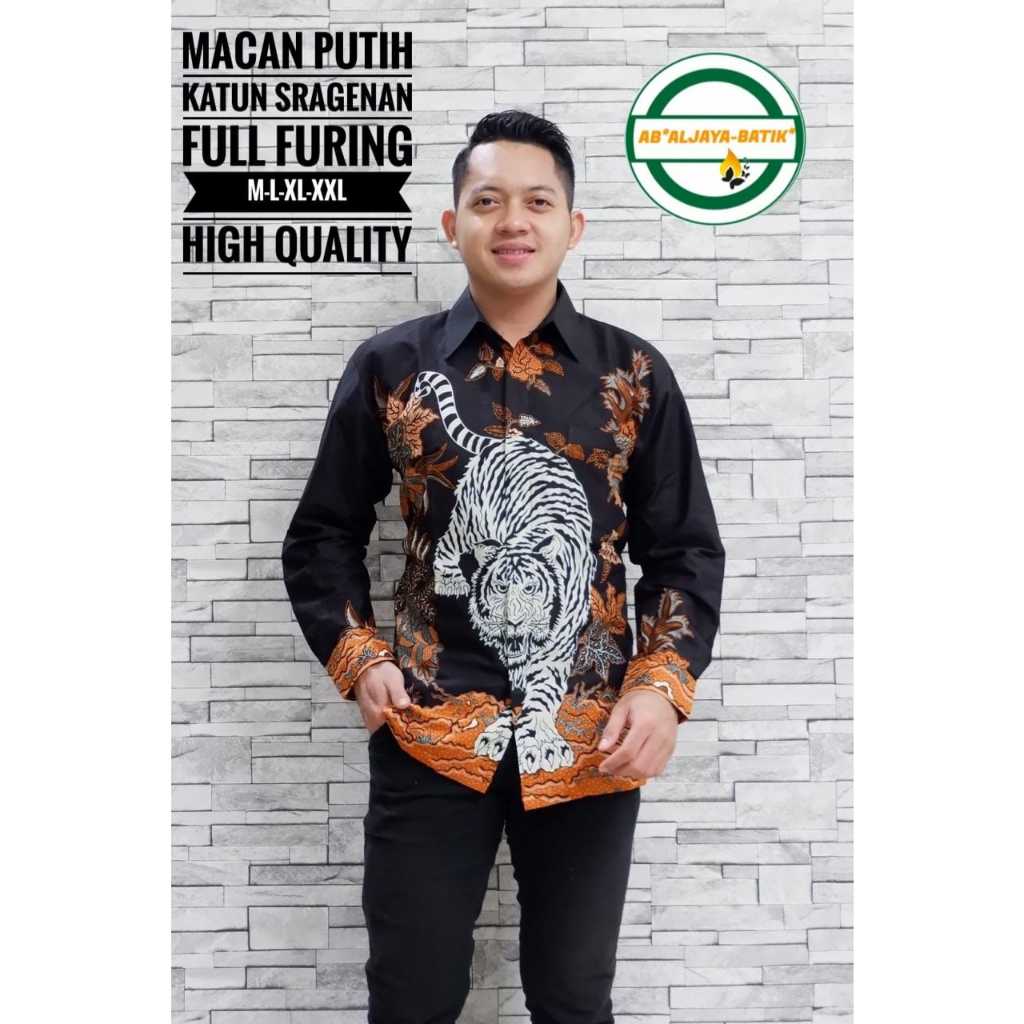 Baju Batik macan Putih Katun Sragenan Full Furing