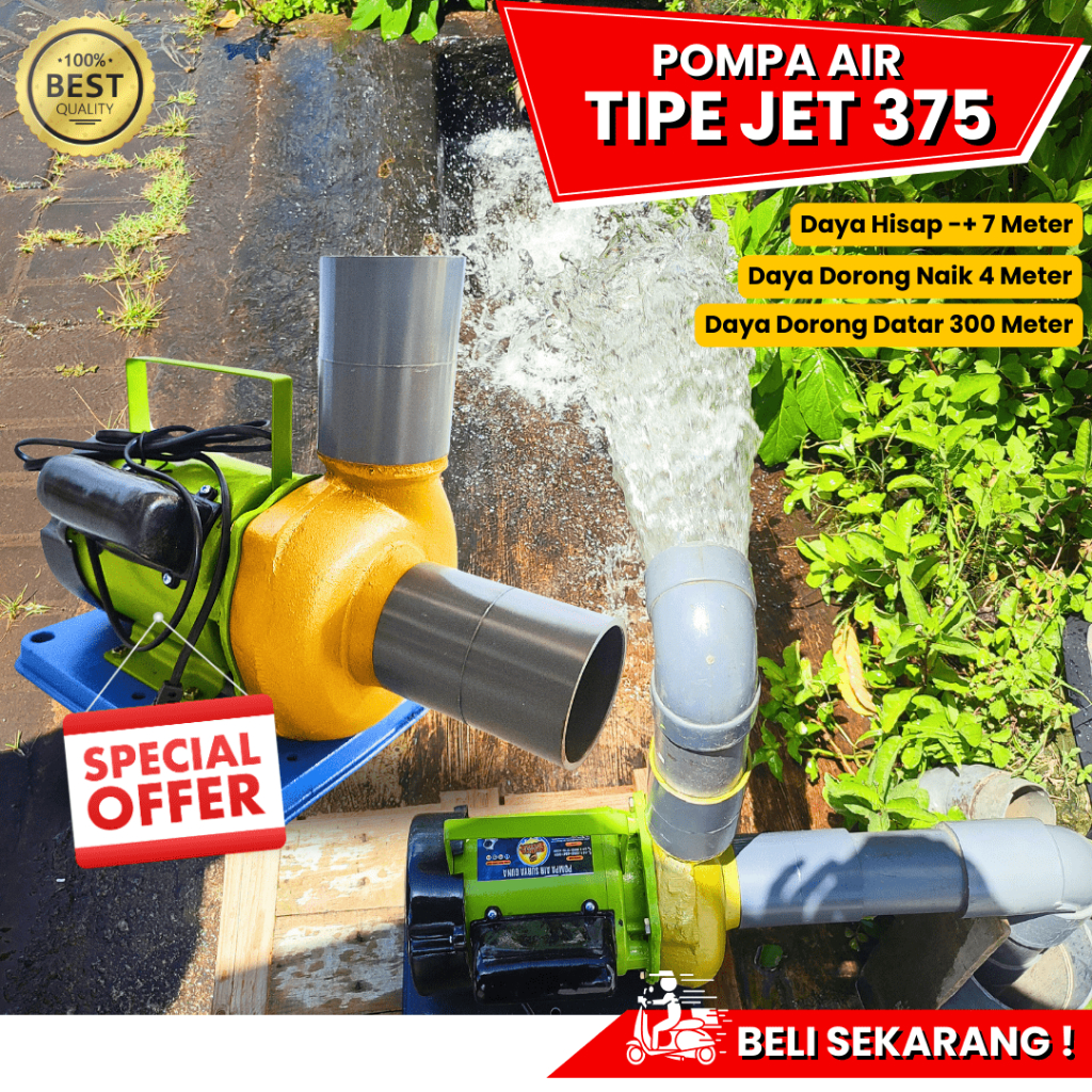 Pompa air kolam ikan type jet 375 cocok untuk sirkulasi kolam ikan nila bisa NONSTOP siap kirim FREE
