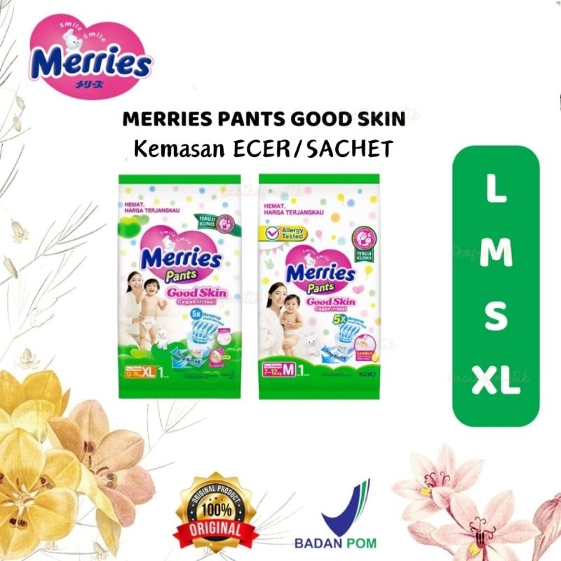 Merries Pants Good skin M1, L1, S1 / popok bayi murah popok ecer meeries popok Merries Ukuran S1 Mer