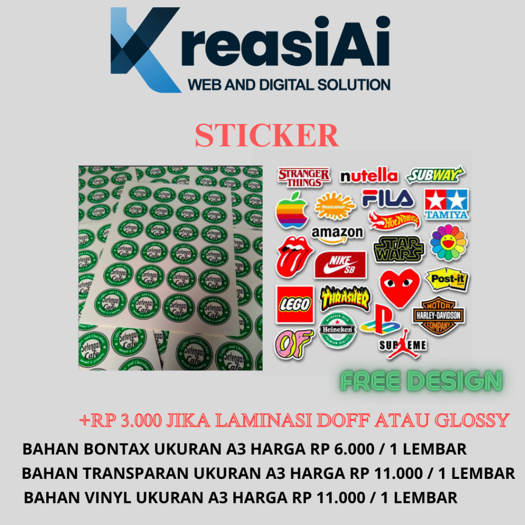 JASA PEMBUATAN STIKER BAHAN BONTAX, TRANSPARAN, VINYL