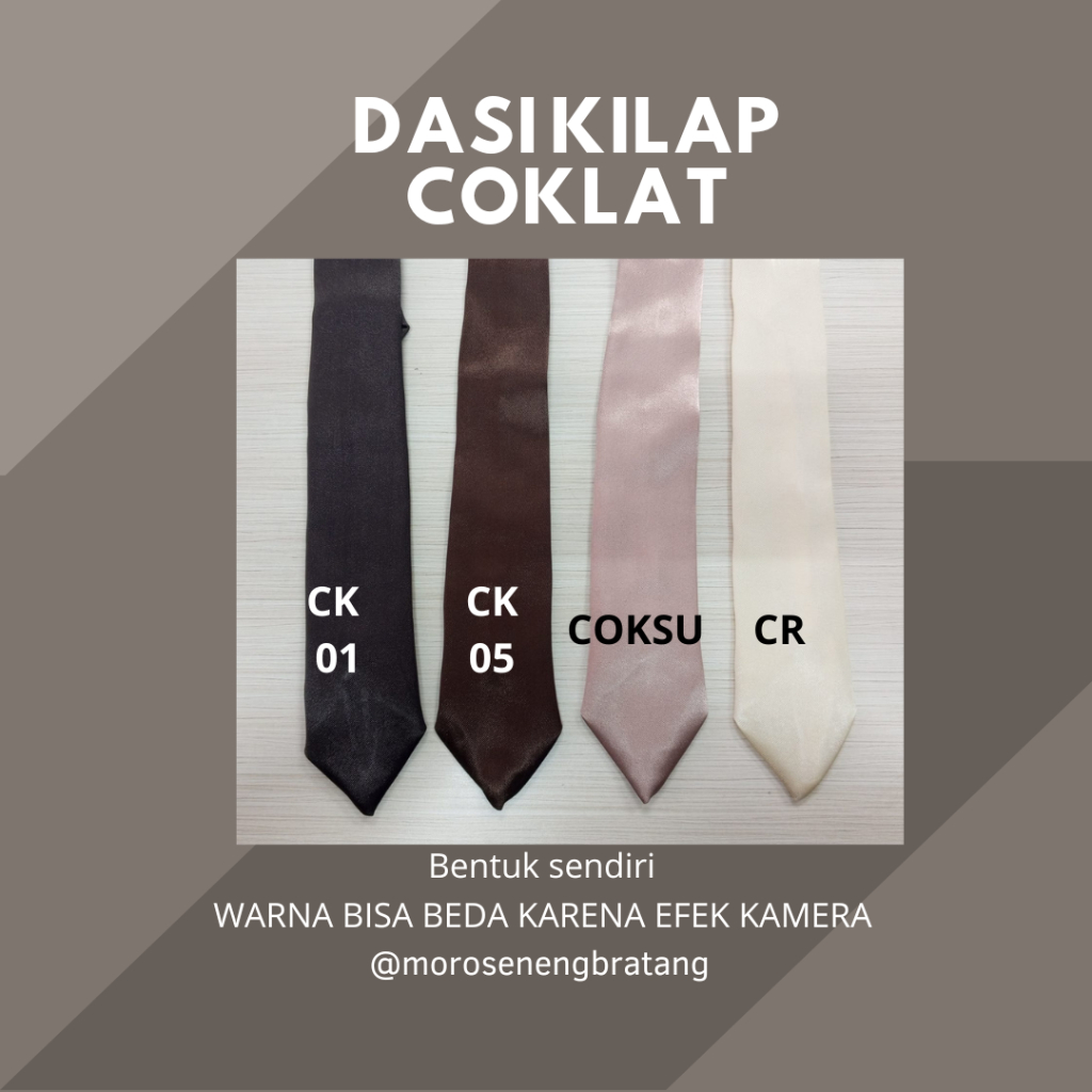 Dasi COKLAT pria wanita panjang Kilap bentuk sendiri Ospek Kuliah Kantor necktie Coklat susu CREAM