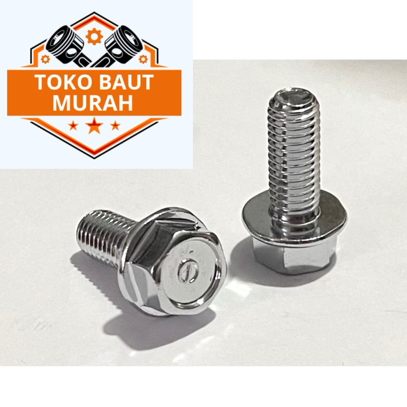 (paket 5 biji) Baut 12 Panjang 2cm / baut flange 8x20 / baut topi 8x20 baut baud 12 baut Foot Step b