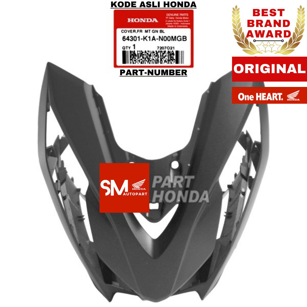 64301-K1A-N00MGB Cover Front Panel Tameng Lampu Depan Beat LED K1A Hitam Dof