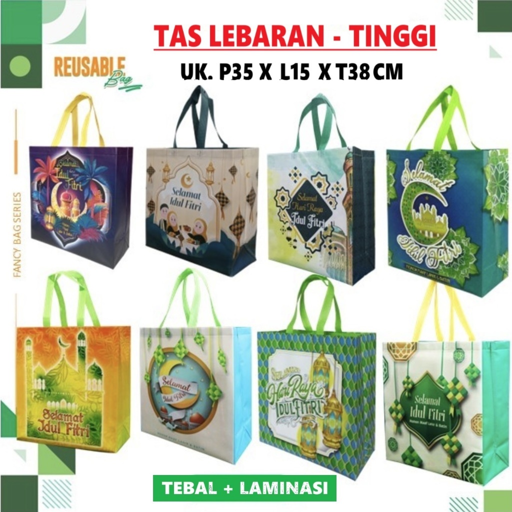 

[Ukuran JUMBO 35x15x38] Tas Parcel Lebaran Laminasi | Goodie Bag Idul Fitri | Tas Lebaran Bingkisan Selamat Hari Raya Idul Fitri Bahan Kuat