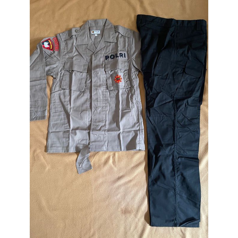 1 Stel PDL Tactikal Coklat jatah Brimob Polri 2021 Bahan Sritex Kotak Kotak