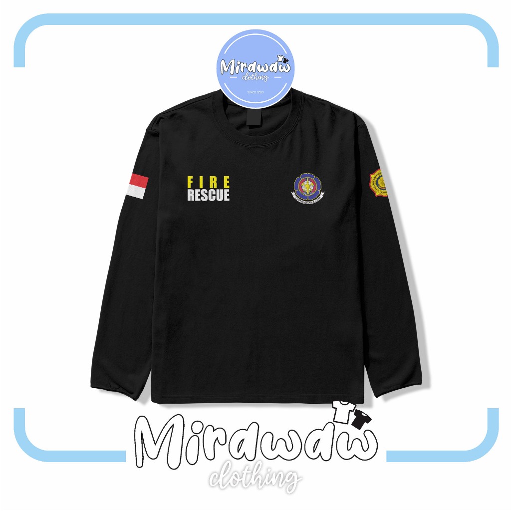 Kaos Fire Rescue Pemadam Kebakaran Logo Lengan Panjang Baju Distro