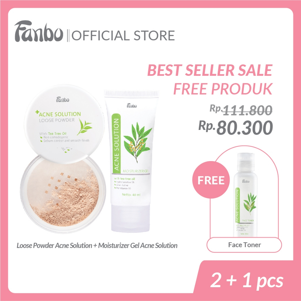 Fanbo Paket Hemat Acne 2 (Moist + Loose Powder) Free Toner