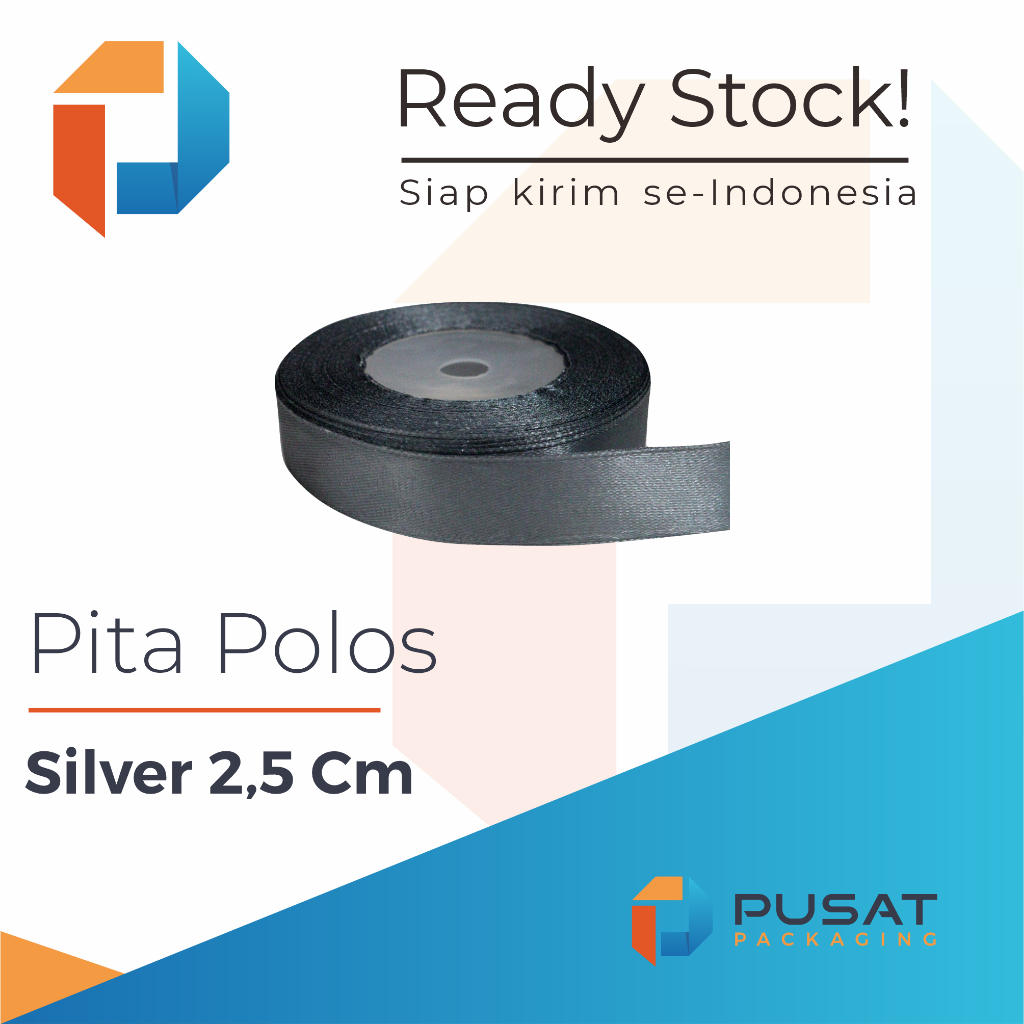 Pita Satin Silver Polos 2,5 cm