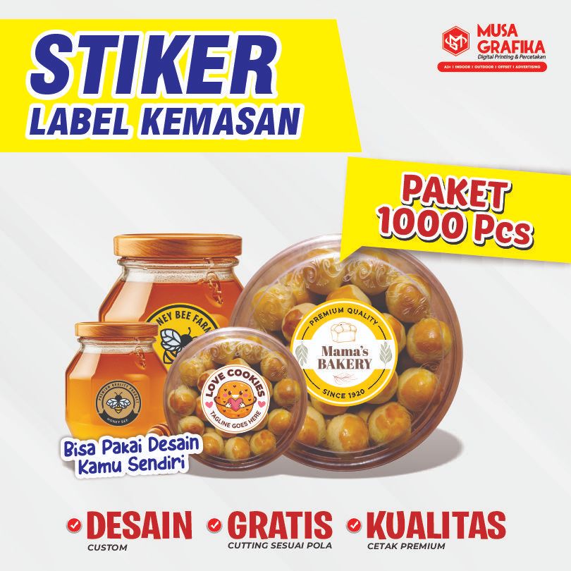

Stiker Label Kemasan Paket 1000 pcs Sudah termasuk potong POLA
