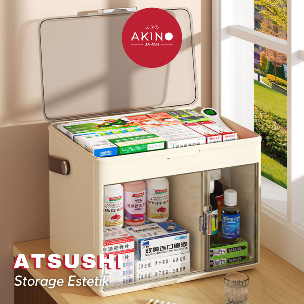 AKINO - ATSUSHI Organizer P3K Tingkat Storage Box Obat Obatan Praktis Emergency Kit