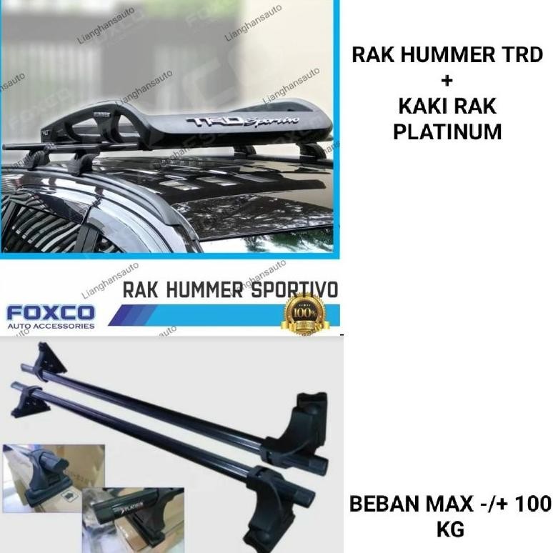 RAK BAGASI ATAS MOBIL TRD+ KAKI JEPIT BODY-RAK BAGASI TINGGAL PASANG