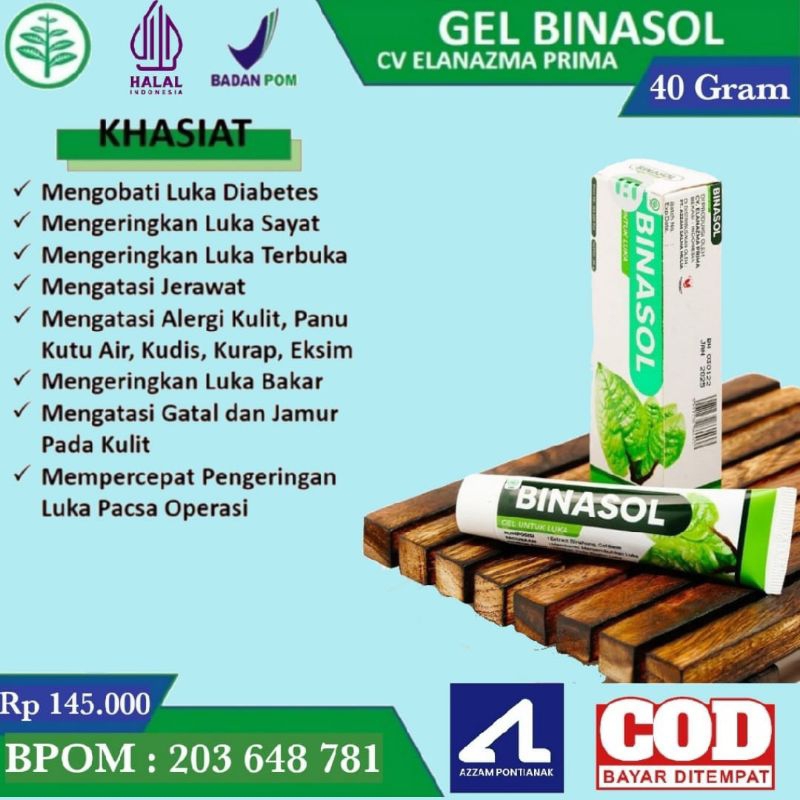 Binasol gel obat luka diabetes luka bekas oprasi luka jerawat gatal gatal