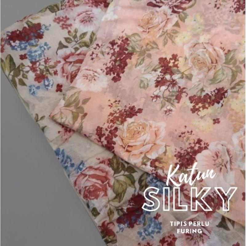kain katun silky motif - bahan silky premium - kain motif