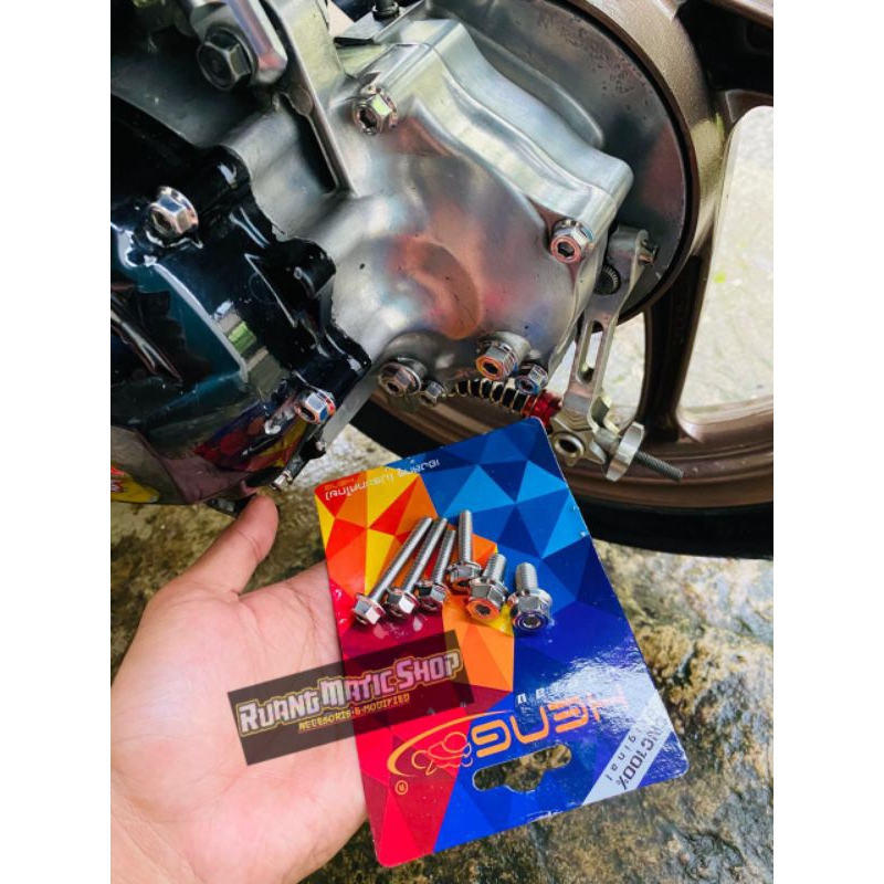 Baut oli gardan baut set gardan honda vario 110 scoopy beat stainless original