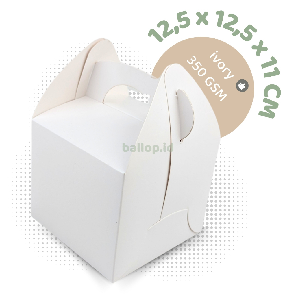 

IVORY GABLE 12,5 12,5 11 Kotak Cake Box Kue Roti Toples 250GR Mini Kecil Tenteng Handle Hampers Souvenir