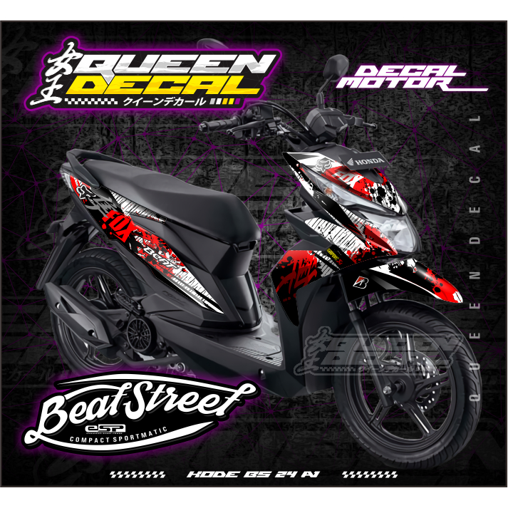 Decal Beat Street Esp Full Body - Stiker Motor Variasi Aksesoris Dekal Motif Fox Racing - BS
