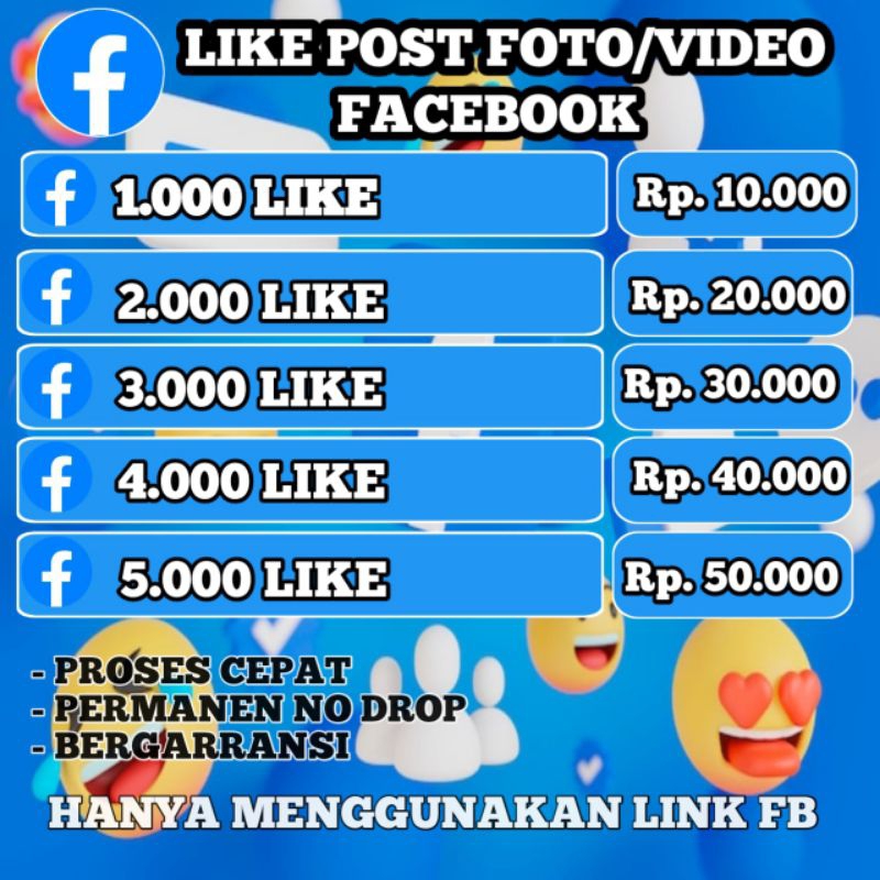 LIKE POST facebook permanen, LIKE foto/video bergaransi