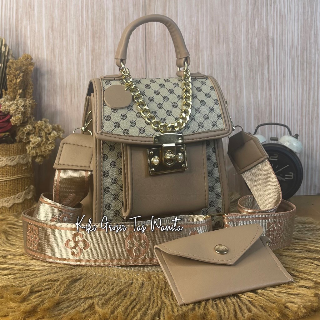 TAS SLINGBAG HP CURVY BARU KULIT MOTIF FREE DOMPET & COVER BAG