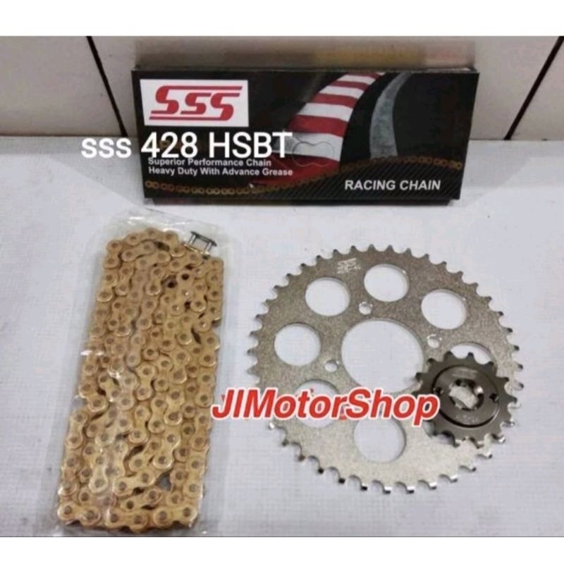 Gir Gear Set SSS 428 Tiger Megapro Gl Pro 140L HSBT - Gir CB CBR Baut 4 Rante SSS 428 140 L HSBT Ori