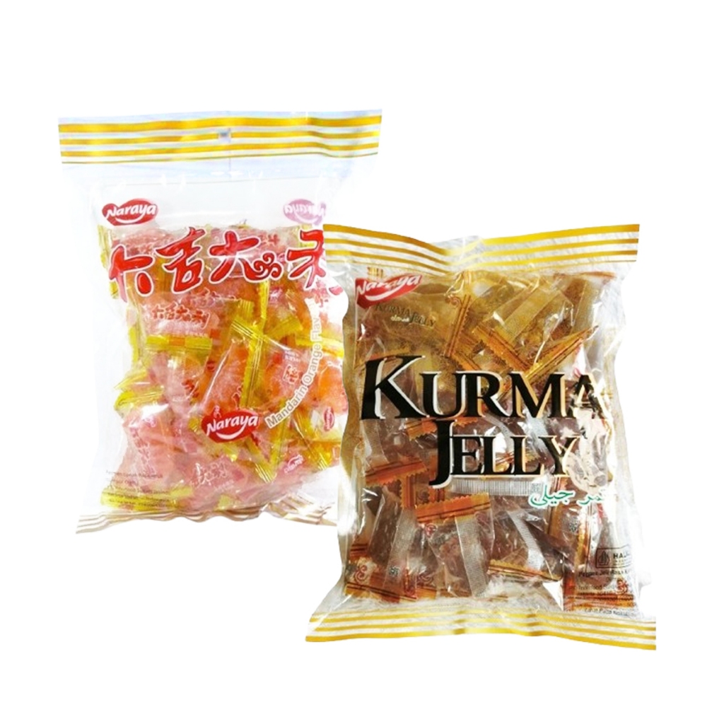 

PAKET COMBO HEMAT Naraya Kurma Jelly 500 Gram dan Jely Jeruk 500 Gram Halal BPOM Permen Jeli Rasa Korma dan Rasa Jeruk Mandarin