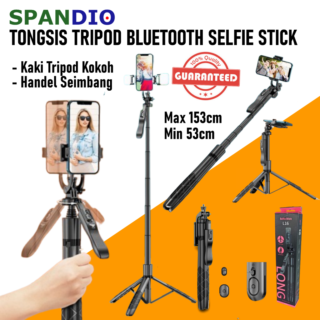 Tongsis Tripod Bluetooth Selfie Stick Remote HP Kamera L16