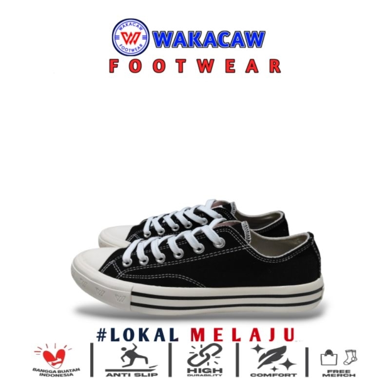 SEPATU SNEAKERS WAKACAW CLASIC BW ( BLACK WHITE) UNISEX