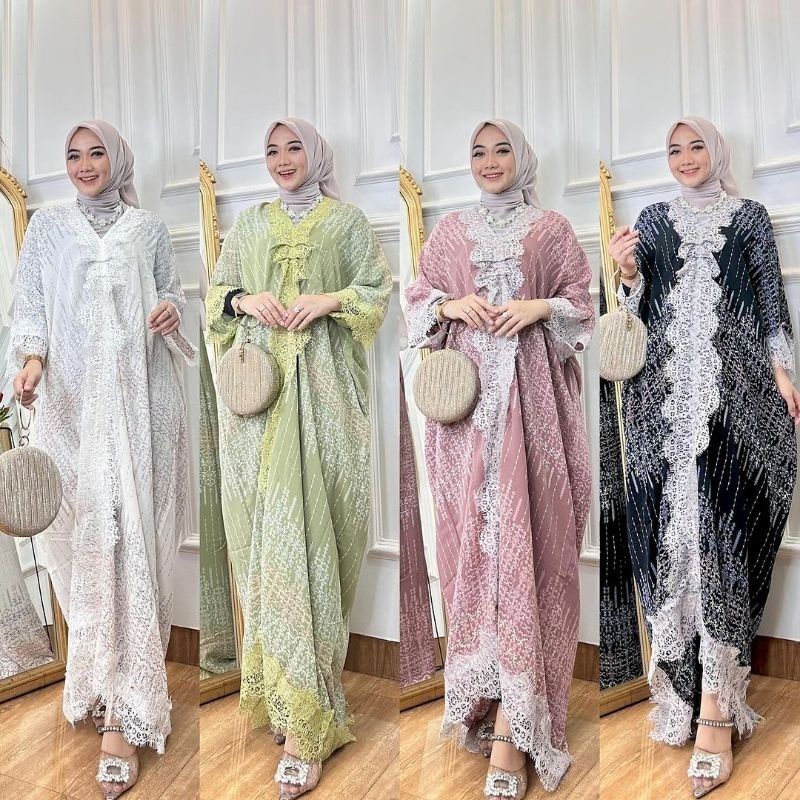 kaftan zarenda extu bahan saten armani maxmara lux silk/kaftan nanda/kaftan payet