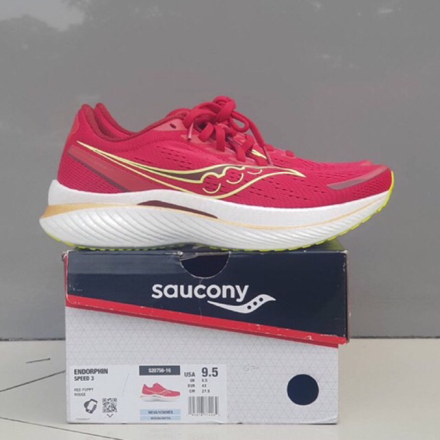 Sepatu lari Pria Saucony Endorphin Speed 3 Red Poppy Rouge Original BNIB
