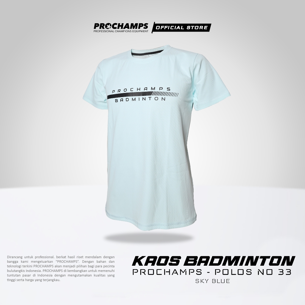 Kaos Jersey Badminton Prochamps Polos Sky Blue 033