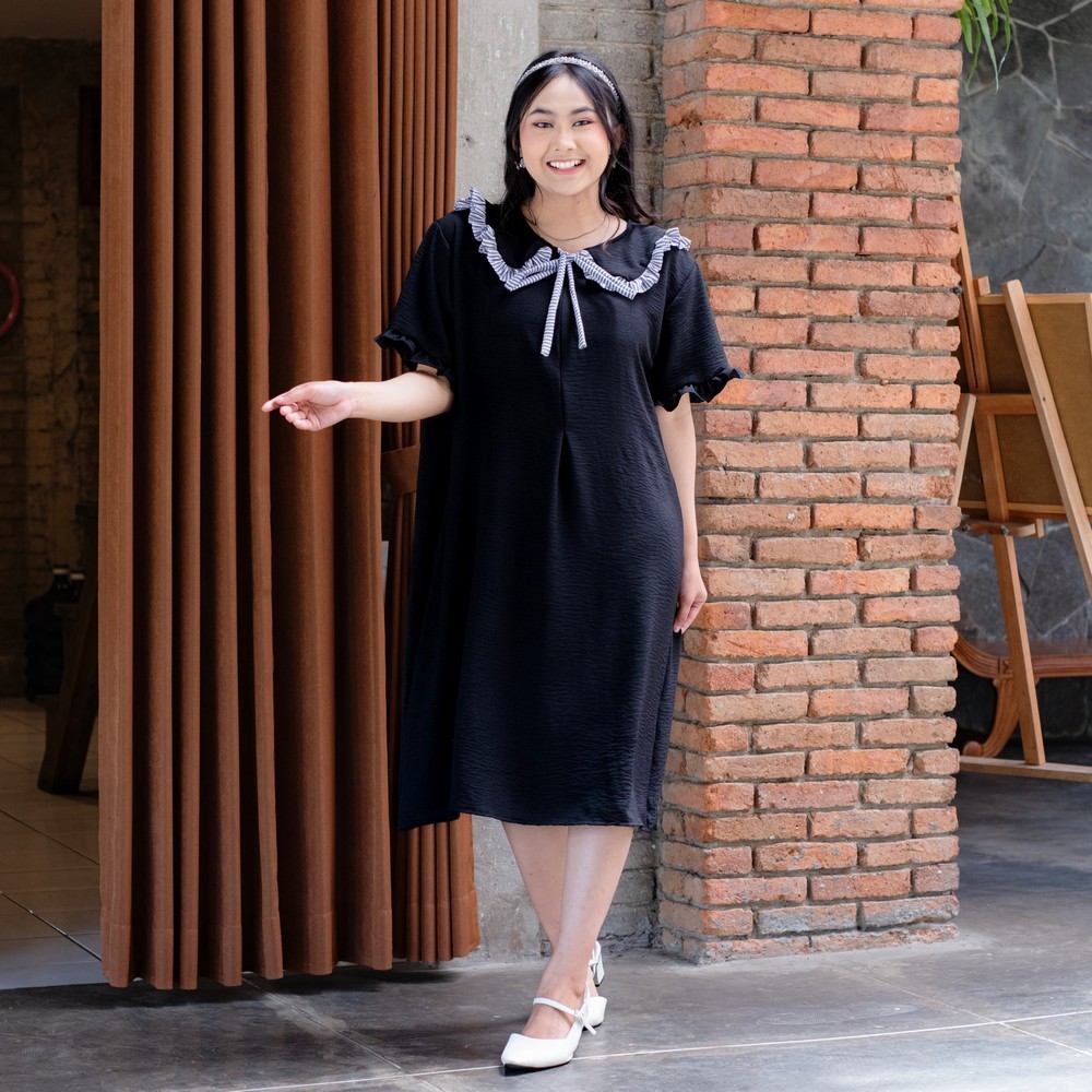 Yoenik Apparel Hanbyul Collar Dress – Dress Lengan Pendek - Baju Busui - Home Dress Korea