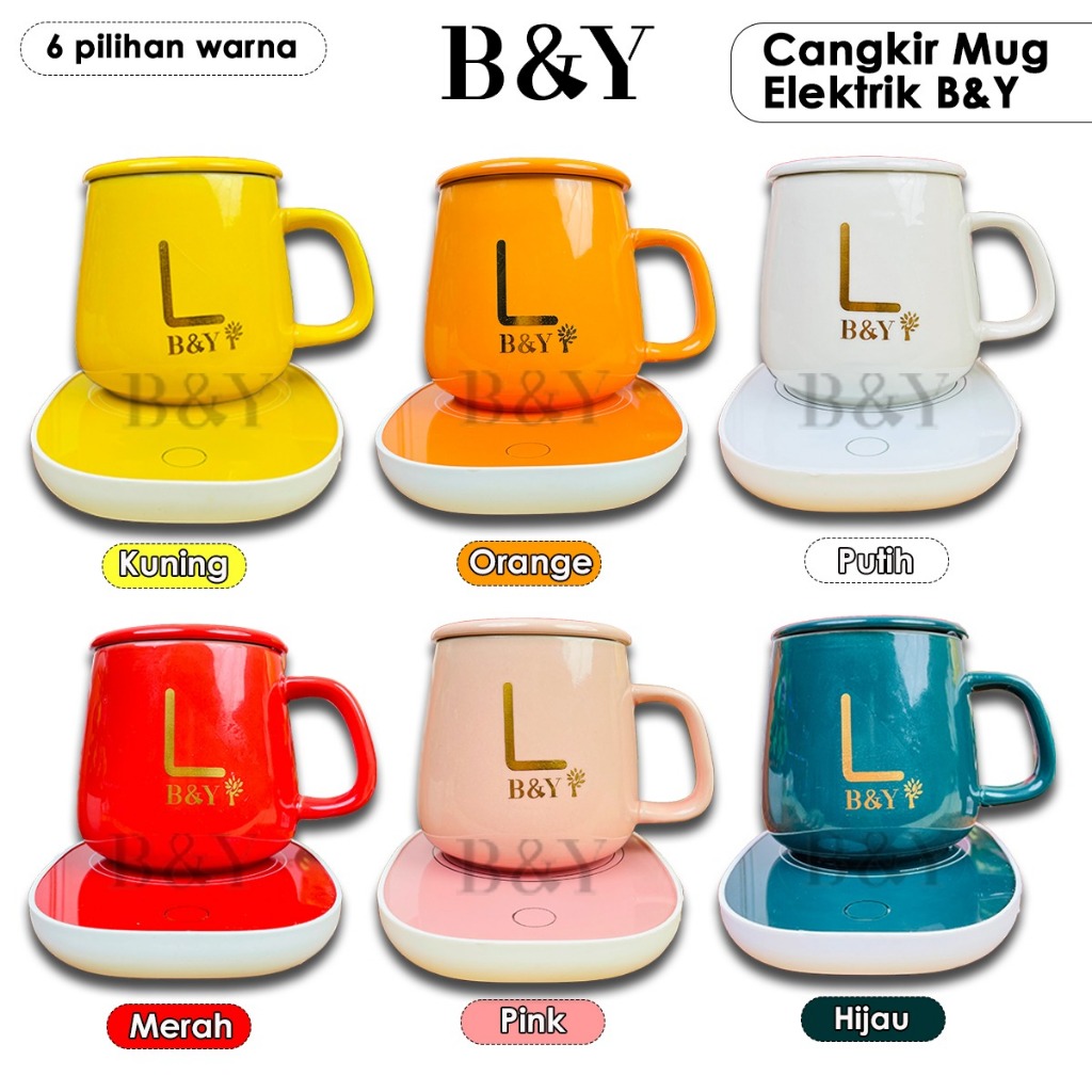 

2Xbtygneal Sakha Snack ) Mug Cangkir Elektrik Set Keramik Pemanas 55 Derajat Penghangat Kopi