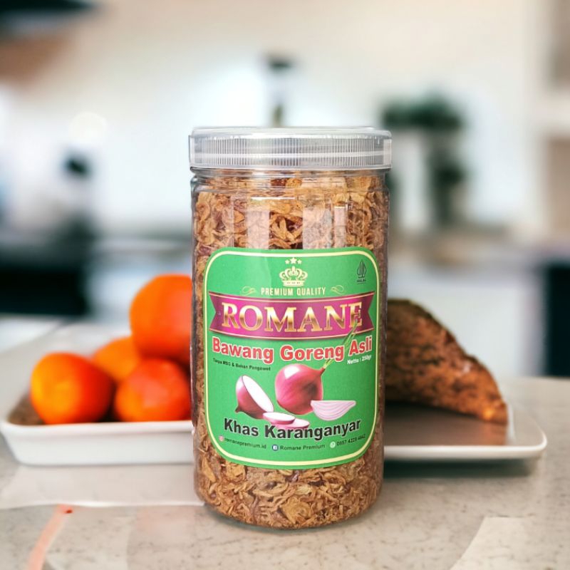 

Bawang Goreng 250gr ROMANE (Grade A) Premium Asli Bawang Merah Karanganyar