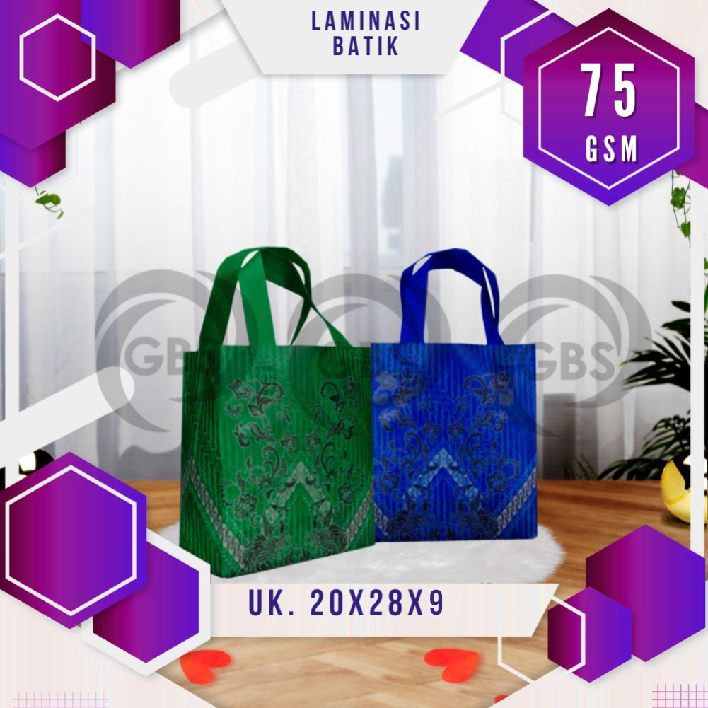 

HLS MOTIF BATIK Tas Spunbond Laminasi Handle Lipat Samping Ukuran 20x28 Tas Goodie Bag Bingkisan Parcel Murah